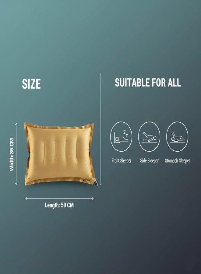 PM SQUARE Inflatable Travel Pillow with Air Pump, Brown, Soft Breathable Fabric, Lightweight and Portable, Multi-Position Support for Office, Camping, Train, Bus - Image 3